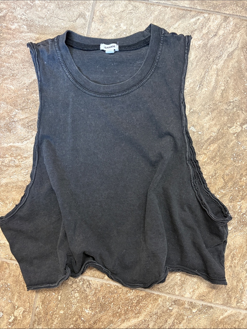 Garage Black Raw-Edge Muscle Tee
